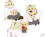  aggressive_retsuko ailurid anthro black_eyes blush clothed clothing dress_shirt duo felid feline felis flower fur gift hair large_male love male male/male mammal manumaru multicolored_body multicolored_fur muscular necktie open_mouth pallas&#039;s_cat pawpads paws plant red_panda resasuke sanrio shirt simple_background size_difference smile solo standing surprised_look suupakaee talking_to_another talking_to_partner topwear yellow_eyes 