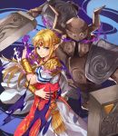  1girl armor blonde_hair blue_eyes dress earrings gloves helmet highres horned_helmet jewelry kamu_(kamuuei) long_hair looking_at_viewer nintendo phantom_(the_legend_of_zelda) pointy_ears princess_zelda solo super_smash_bros. super_smash_bros._ultimate the_legend_of_zelda the_legend_of_zelda:_a_link_between_worlds tiara triforce 