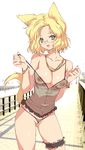  animal_ears bare_shoulders blonde_hair bracelet breasts dog_ears jewelry large_breasts mamecchi necklace neko_no_wakusei original panties pussy see-through solo tail underwear wedgie 