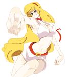  armpits aroi_(euza) bad_id bad_pixiv_id blonde_hair blue_eyes breasts cleavage curvy cutie_honey kisaragi_honey large_breasts long_hair perspective simple_background smile solo 