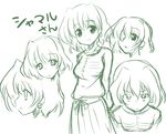  :d artist_request blush breasts looking_at_viewer lyrical_nanoha mahou_shoujo_lyrical_nanoha mahou_shoujo_lyrical_nanoha_a's mahou_shoujo_lyrical_nanoha_strikers medium_breasts monochrome open_mouth shamal short_hair simple_background smile upper_body white_background 