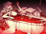  bath bath_of_blood bathtub blood blood_on_face copyright_request fangs flat_chest guro heart_(organ) highres intestines long_hair nipples pd-x pixiv_nocturne rubber_duck slit_pupils solo vampire 