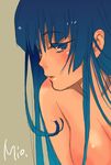  akiyama_mio blue_eyes blue_hair blush breasts hime_cut k-on! large_breasts long_hair nude open_mouth sketch solo tacomi 