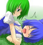  blue_hair cirno closed_eyes daiyousei green_eyes kazami_ruku multiple_girls restrained touhou you_gonna_get_raped yuri 