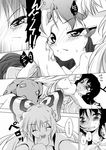  blush bow comic doujinshi finger_licking fujiwara_no_mokou greyscale hachi_(chihagura) highres houraisan_kaguya licking long_hair monochrome multiple_girls non-web_source panties tears touhou translated underwear yuri 