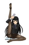  bangs blunt_bangs feet female_protagonist_(houkago_play) flexible game_console houkago_play kusakabe_makoto legs long_hair necktie panties panties_under_pantyhose pantyhose school_uniform solo thighband_pantyhose underwear very_long_hair wii 