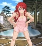  angry blue_eyes blush freckles gemini_sunrise long_hair naked_towel onsen red_hair sakura_taisen sakura_taisen_v screencap solo stitched third-party_edit towel 