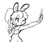  anthro balls bikini blowing_kiss breasts clothing duo female lagomorph male male/female mammal mario_+_rabbids:_kingdom_battle mario_bros nintendo notepaddy one_eye_closed peace_sign_(disambiguation) penis rabbid rabbit selfie simple_background sketch swimsuit ubisoft video_games white_background 