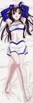  absurdres arms_up barefoot black_eyes black_hair breasts cleavage dakimakura detached_sleeves full_body gotou_junji highres legs long_hair mature medium_breasts non-web_source open_mouth saionji_youko school_days solo waitress 