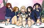  akiyama_mio bandaid bandaid_on_knee barefoot berserker black_eyes black_hair blonde_hair brown_eyes brown_hair cake closed_eyes convenient_leg cup fate/stay_night fate_(series) feet food food_on_face foreshortening fork hanami hirasawa_yui k-on! kotobuki_tsumugi long_hair mug multiple_girls nakano_azusa no_legwear panties pantyshot pantyshot_(sitting) picnic sandwich school_uniform short_hair sitting soles tainaka_ritsu tea_set toes umbrella underwear usuiken yellow_panties 