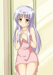  angel_beats! highres long_hair mashiri naked_towel silver_hair solo tenshi_(angel_beats!) towel yellow_eyes 