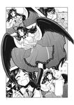  1girl :x ? baby baby_bottle bottle cape child comic denden_daiko diaper doujinshi feeding greyscale highres mikagami_hiyori monochrome o_o rattle_drum reiuji_utsuho silent_comic touhou wings |_| 