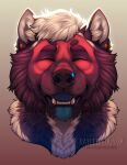  anthro artist_name blue_tongue brown_body brown_fur canid canine canis cheek_tuft domestic_dog ear_piercing eyes_closed facial_tuft front_view fur gauged_ear hair happy headshot_portrait hi_res male mammal neck_tuft open_mouth open_smile piercing portrait rayliicious red_body red_fur shaded short_hair simple_background smile soft_shading solo tongue tuft white_body white_fur white_hair 
