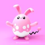  3d alternate_color azumarill black_eyes closed_mouth commentary english_commentary full_body highres looking_up pink_background pink_theme pokemon pokemon_(creature) puffcakerosie simple_background smile solo standing twitter_username zbrush_(medium) 