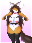  &lt;3 absurd_res anthro areola baku big_breasts bow_accessory breasts canid canine clothing costume female fox genitals hair hi_res karie long_hair mammal nipples nude pink_areola pink_nipples pose pussy solo 