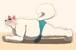  2022 anthro belly blush bulge canid canine canis clothed clothing domestic_dog erection erection_under_clothing exercise hi_res humanoid_hands kemono kick_(artist) male mammal overweight overweight_male solo underwear workout 