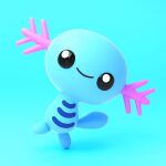  3d black_eyes blue_background closed_mouth commentary english_commentary full_body highres looking_at_viewer no_humans pokemon pokemon_(creature) puffcakerosie simple_background smile solo standing standing_on_one_leg wooper zbrush_(medium) 
