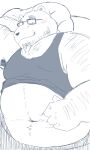  2022 anthro armpit_hair bed belly big_belly blush body_hair dain_4201 eyewear furniture glasses hi_res humanoid_hands kemono lying male mammal mature_male navel overweight overweight_male solo ursid 