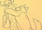  &lt;3 anthro beastars blush canid canine canis cervid clothed clothing duo embrace eyes_closed fully_clothed hug kissing legoshi_(beastars) louis_(beastars) low_res male male/male mammal one_eye_closed smile wolf wuffinarts 