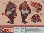  2022 abs absurd_res anthro belt belt_buckle biceps blep bottomwear brown_body brown_scales brown_stripes butt claws clothing english_text finger_claws flask forked_tongue gila_monster grey_claws helodermatid hi_res hip_flask lizard looking_at_viewer male mature_anthro mature_male maxydont model_sheet multicolored_body multicolored_scales muscular muscular_anthro muscular_male nipples orange_body orange_scales orange_stripes pecs purple_eyes purple_tongue reptile scales scalie scar shorts signature simple_background smile solo standing stated_homosexuality stated_sexuality stripes tail_pouch tan_background tan_bottomwear tan_clothing tan_shorts teeth text thick_tail thick_thighs toe_claws tongue tongue_out two_tone_body two_tone_scales watermark xerxes_(maxydont) 
