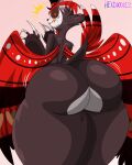  big_butt blush butt clothing curvy_figure demon domestic_cat eyebrows felid feline felis hat hazbin_hotel headgear headwear hexblaster1 hi_res husk_(hazbin_hotel) looking_at_viewer male mammal red_eyebrows thick_thighs top_hat voluptuous wide_hips wings 