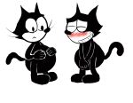  absurd_res anthro belly big_belly black_body black_fur domestic_cat embarrassed eyes_closed felid feline felis felix_the_cat felix_the_cat_(series) fur hi_res impregnation looking_down male mammal negafelix pregnant pregnant_male raised_tail shy solo whiskers 