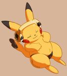  animated cleft_tail clothing generation_1_pokemon headphones nintendo pikachu pokemon pokemon_(species) renabu sitting smile solo underwear video_games yellow_body 