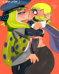  absurd_res agent_3_(splatoon_3) animal_humanoid blonde_hair bodily_fluids captain_hat cephalopod cephalopod_humanoid clothed clothing duo embrace eye_contact fangs female female/female forced french_kissing hair hi_res hug humanoid inkling inkling_girl kissing looking_at_another marine marine_humanoid mollusk mollusk_humanoid nintendo octarian octoling orange_eyes saliva shaking shivering simple_background splatoon tayronnebr text time_lapse tongue tongue_out video_games yellow_eyes 
