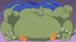  anthro belly big_belly dragon dragon_ball duo facesitting giran horn male morbidly_obese obese overweight overweight_male scalie smothering tehsquishyray 