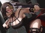  ass bare_shoulders black_dress black_hair black_thighhighs blood breasts cosplay dagger dress earrings fingerless_gloves fire_emblem fire_emblem_fates gloves glowing glowing_eye gold_earrings gold_hairband hair_over_one_eye holding holding_dagger holding_weapon jewelry kagero_(fire_emblem) knife large_breasts mouth_hold ninja peli_cantaro ponytail reverse_grip spy_x_family stiletto_(weapon) thighhighs two-sided_dress two-sided_fabric weapon yor_briar yor_briar_(cosplay) 