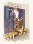  absurd_res anthro cervid duo felid feline hi_res locker_room lostspotschee lynx male male/male mammal sochi_(lynx) svix 