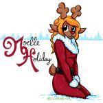  album_art anthro capreoline cervid christmas christmas_clothing clothing deltarune female furred_coat hands_on_lap holidays kneeling mammal noelle_holiday red_nose reindeer snaxattacks snow solo undertale_(series) video_games 