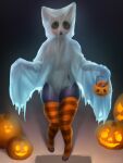  ambiguous_gender anthro ariwalter domestic_cat felid feline felis food fruit halloween hi_res holidays mammal plant pumpkin solo solo_focus thick_thighs wide_hips 