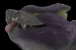  3d_(artwork) ambiguous_gender beak blep capcom digital_media_(artwork) dragon feral flying_wyvern fur head_only hi_res monster_hunter nargacuga purple_body purple_fur smile solo thiccacuga tongue tongue_out video_games wyvern 