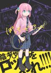  +_+ 1girl black_socks blue_eyes bocchi_the_rock! cotton_1186 cube_hair_ornament electric_guitar expressionless full_body gibson_les_paul gotou_hitori guitar hair_cubes hair_ornament highres holding holding_instrument instrument jacket kneehighs loafers long_hair multiple_views one_side_up pink_hair pink_jacket plaid plaid_skirt shoes skirt socks tearing_up track_jacket wavy_mouth 