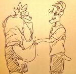  anthro beastars blush bodily_fluids canid canine canis cervid clothed clothing duo embarrassed fully_clothed legoshi_(beastars) louis_(beastars) male male/male mammal sweat sweatdrop tail_pull wolf wuffinarts 