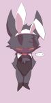  accessory anthro blush bulge chest_tuft ellipsis embarrassed headband hi_res league_of_legends looking_down male pink_background playboy_bunny pwslz riot_games simple_background solo speech_bubble tuft veigar video_games yordle 
