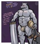 abs absurd_res anthro barazoku blaidd_(elden_ring) bulge canid canine canis clothing cocoronut elden_ring english_text fromsoftware grope groping_from_behind hi_res male male/male mammal melee_weapon muscular muscular_male noha_(cocoronut) pecs scar sword text underwear video_games weapon wolf 