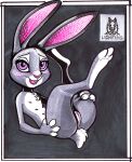  2017 6_nipples anthro blue_eyes buckteeth butt claws countershade_face countershade_torso countershading digitigrade disney eyebrows female flat_chested genitals grey_body hand_on_leg hand_on_own_leg hand_on_own_thigh hand_on_thigh hi_res judy_hopps lagomorph legs_up leporid lichfang long_ears looking_at_viewer lying mammal multi_nipple multicolored_body nipples nude on_back on_ground open_mouth pink_nose presenting presenting_hindquarters pussy rabbit scut_tail short_tail simple_background solo teeth tongue two_tone_body white_body zootopia 