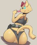  absurd_res anthro butt cecily_lin clothed clothing dessert felid feline felis female food fur genitals hi_res ice_cream looking_at_viewer mammal pussy simple_background solo 