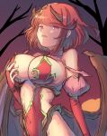  1girl alternate_costume bangs breasts cat_with_a_brush demon_girl demon_horns demon_wings highres horns large_breasts pyra_(xenoblade) red_eyes red_hair short_hair solo swept_bangs wings xenoblade_chronicles_(series) xenoblade_chronicles_2 