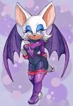  2022 anthro bat_wings biped blue_eyes bodysuit boots chiropteran clothed clothing eyelashes female footwear full-length_portrait gloves half-closed_eyes handwear hi_res mammal membrane_(anatomy) membranous_wings narrowed_eyes portrait rouge_the_bat sega skinsuit solo sonic_prime sonic_the_hedgehog_(series) standing tight_clothing viciousprecious wings 