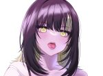  1girl a01macaron black_hair blonde_hair blush collarbone forked_tongue idolmaster idolmaster_shiny_colors ikaruga_luca looking_at_viewer multicolored_hair portrait simple_background solo streaked_hair tongue tongue_out white_background yellow_eyes 