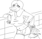  anthro beanie bottomwear clothing colored_nails dinosaur duo erin_(gvh) female goodbye_volcano_high hair hat headgear headwear hotpants humanoid larger_female long_hair long_nails long_snout looking_at_viewer mug nails navel object_on_head reptile scalie shorts simple_background size_difference sketch snoot_game_(fan_game) snout stacy_(gvh) unknown_artist video_games white_background 