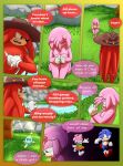  2021 absurd_res amy_rose anthro arms_tied bdsm bondage bound breasts breech_loader chao_(sonic) cleavage clothed clothing comic detailed_background dialogue duo echidna english_text eulipotyphlan female footwear fur green_eyes handwear hat headgear headwear hedgehog hi_res kidnapping knuckles_the_echidna male mammal monotreme nude outside pink_body pink_fur profanity purple_eyes red_body red_fur restraints rope rope_bondage sandals sega sonic_the_hedgehog sonic_the_hedgehog_(series) speech_bubble text toso video_games 