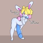  absurd_res anthro big_penis blonde_hair blue_body blue_fur fur genitals girly hair hi_res huge_penis hyper hyper_genitalia hyper_penis lagomorph leporid male mammal multicolored_body multicolored_hair penis pink_eyes pink_hair question rabbit razbunny solo solo_focus spiral_eyes two_tone_body two_tone_hair 
