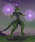  anthro digital_media_(artwork) dragon effect fantasy glowing hi_res horn magic magic_user male rahir reptile scales scalie solo 