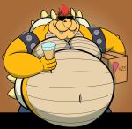  2021 belly big_belly bowser bowser_day box container dessert eyewear father food fur hair hi_res ice_cream ice_cream_cone koopa male mario_bros mature_male moobs navel nintendo parent red_hair scalie sewergator solo sunglasses video_games 