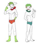  anthro anthrofied briefs_only bulge clothed clothing duo fuze generation_4_pokemon gesture hi_res land_forme_shaymin legendary_pokemon male navel neckerchief nintendo nipples pokemon pokemon_(species) pokemorph shaymin simple_background sky_forme_shaymin thumbs_up topless underwear underwear_only video_games white_background 