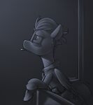  2020 cigarette clothing equid equine feathered_wings feathers female feral folded_wings friendship_is_magic greyscale half-closed_eyes hasbro jacket looking_up mammal monochrome mouth_hold my_little_pony narrowed_eyes pegasus sinrar smoking solo spitfire_(mlp) tired topwear wings wonderbolts_(mlp) 